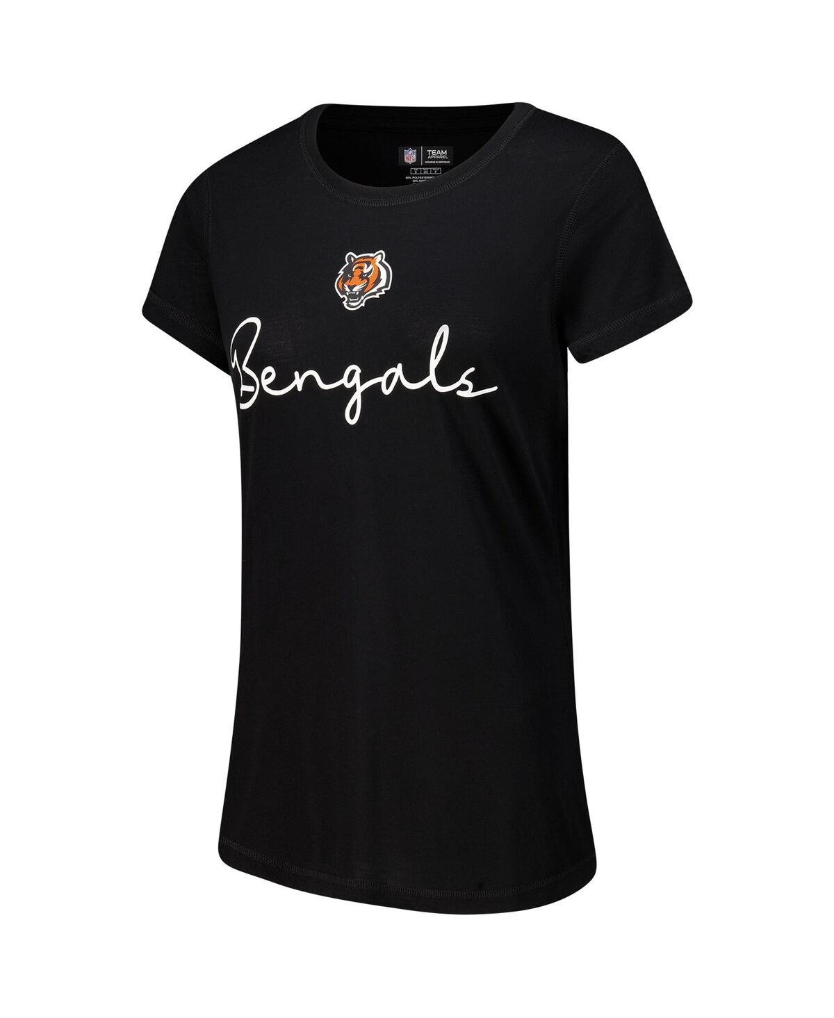 Concepts Sport Women's Cincinnati Bengals Vector T-shirt Flannel Pants Sleep Set In Black,orange