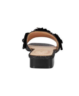 Women's Marcell Flower Raffia Flat Slide Sandals