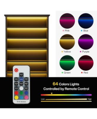 LED-Lit 9-Tier Freestanding Bookshelf Set with Solid Wood Legs – Tall Open Display Shelf Organizer for Home & Office.