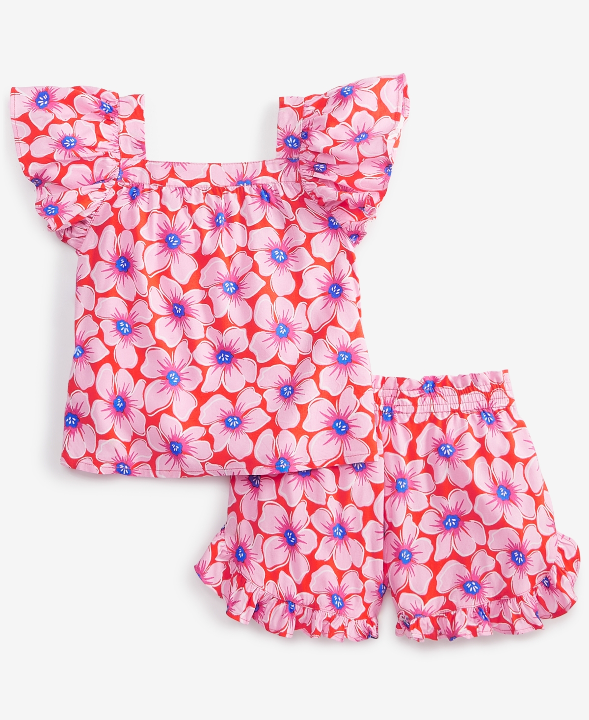 Epic Threads Toddler Girl Floral Woven Short Set, Toddler, Exclusively At Macy's In Mandarin R