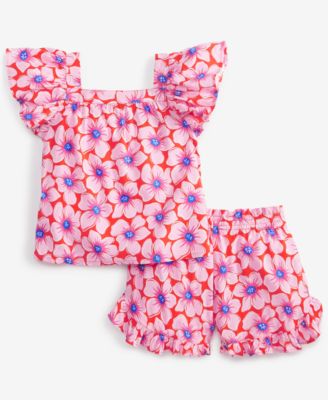 Toddler Girl Floral Woven Short Set, Toddler, Exclusively at Macy's 