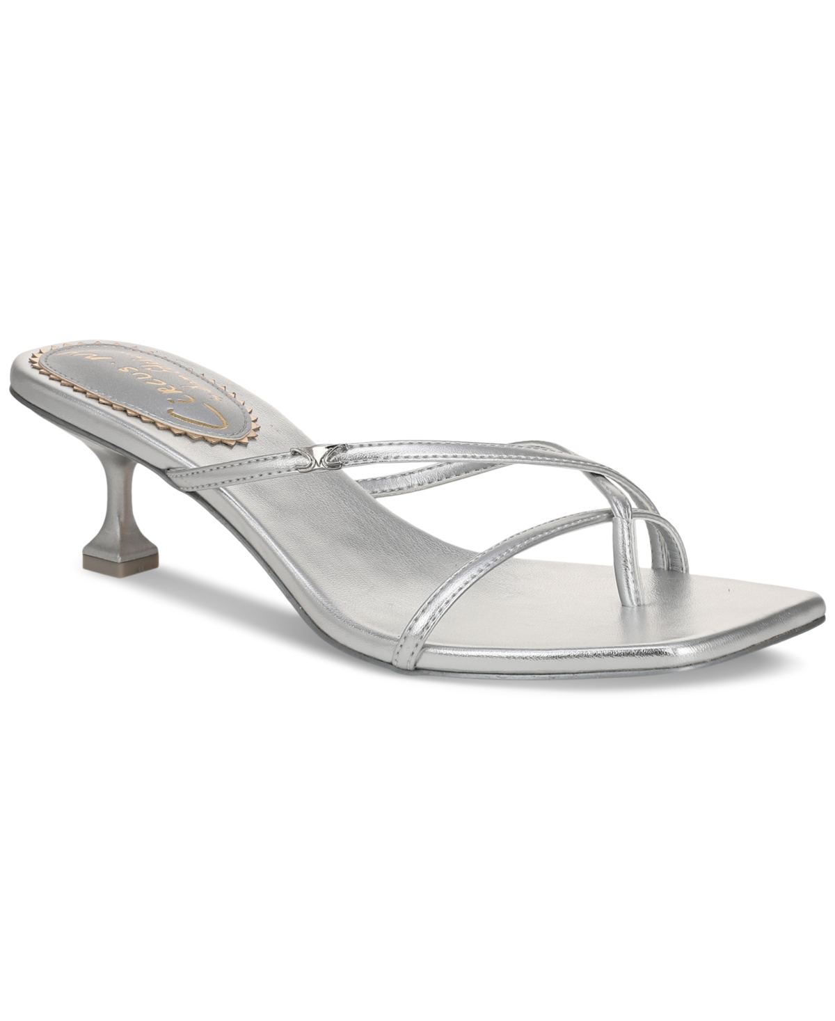 Circus Ny By Sam Edelman Juliet Strappy Kitten-heel Dress Sandals In Soft Silver Metallic