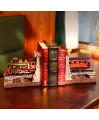 3D Puzzles for Adults DIY Book Nook Kit Decorative Bookends 6.5" Model Building Kit Crafts for Adults Gifts, Red, 12.36"9.09"1.57"