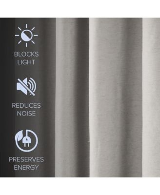 Linen Blend Total Blackout Grommet Curtains Pair, 52"X96"