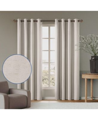 Linen Blend Total Blackout Grommet Curtains Pair, 52"X108"