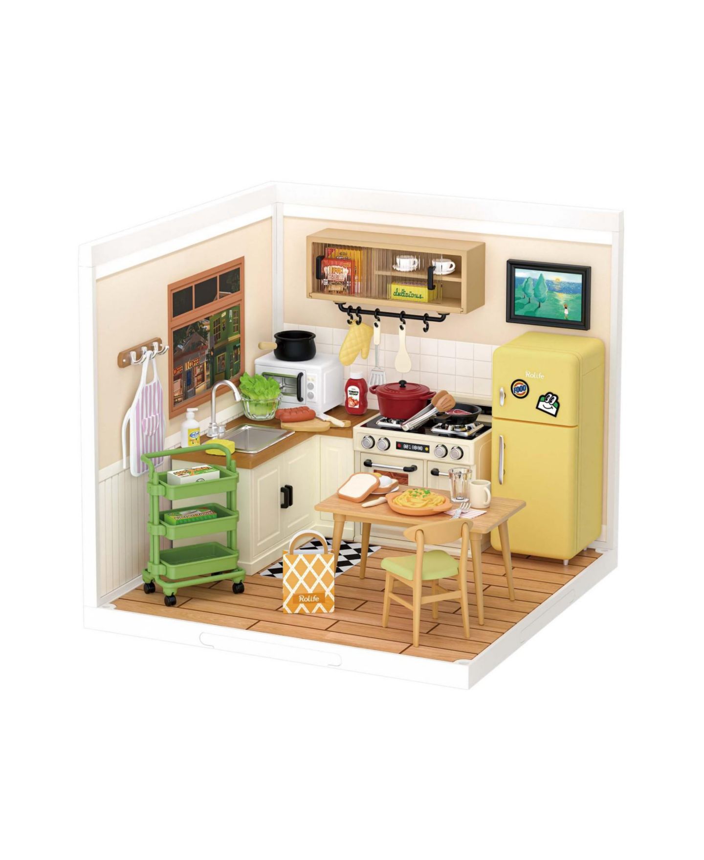 Сборный соединяемый кукольный домик Robotime Happy Meals Kitchen, 16 x 16 x 15 см, 8+ — фото 1