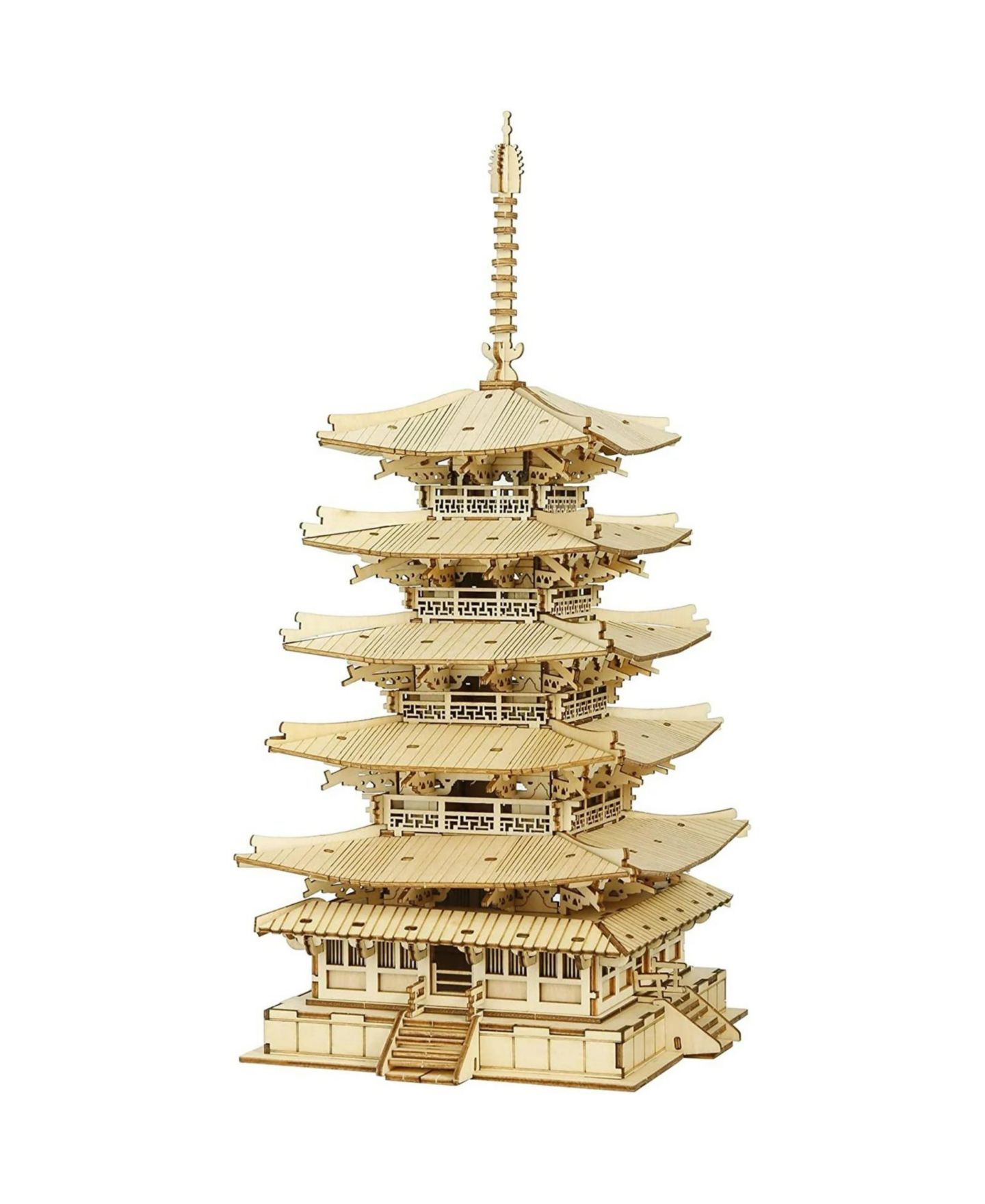 Детские конструкторы Robotime 3D Puzzles Wooden Model DIY Pagoda Mechancial Construction Creative Jigsaw Craft Kits Gift, Beige, 6.3"6.3"12.6" — фото 1