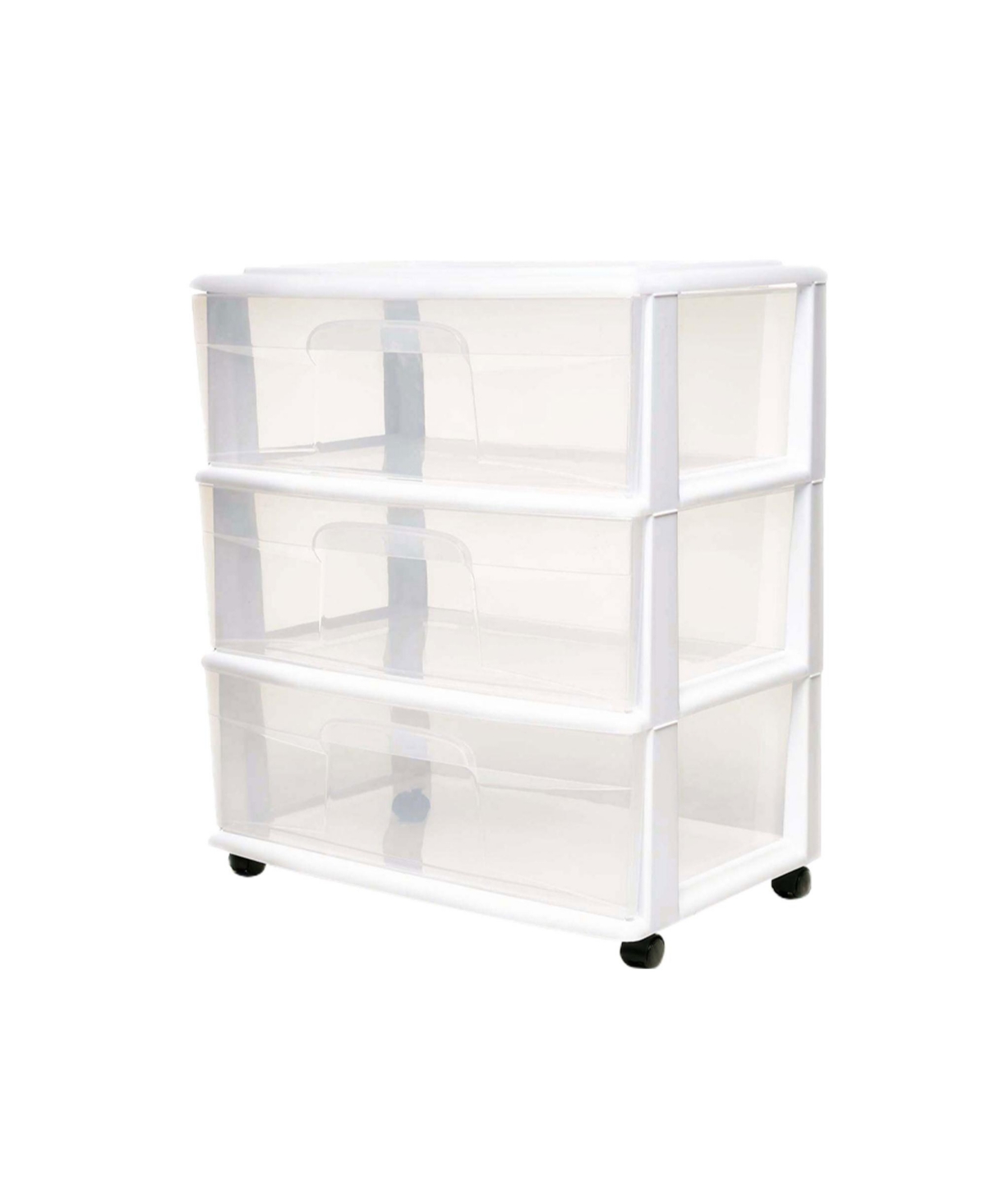 Plastic 3 Clear Drawer Small Rolling Storage Container Tower - Clear with white