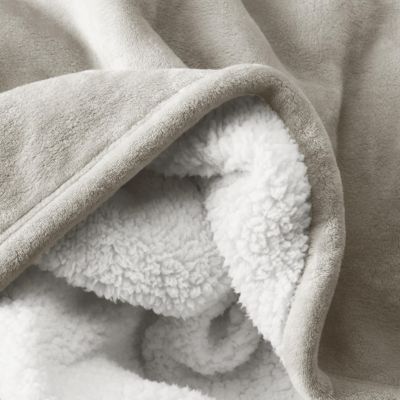 Sherpa Reversible Plush Fleece & Faux Shearling Blanket, Throw