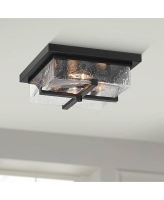 Grambling 11 3/4" Farmhouse Flush-Mount Ceiling Light Fixture Kitchen Foyer 4-Light Rustic Black Finish