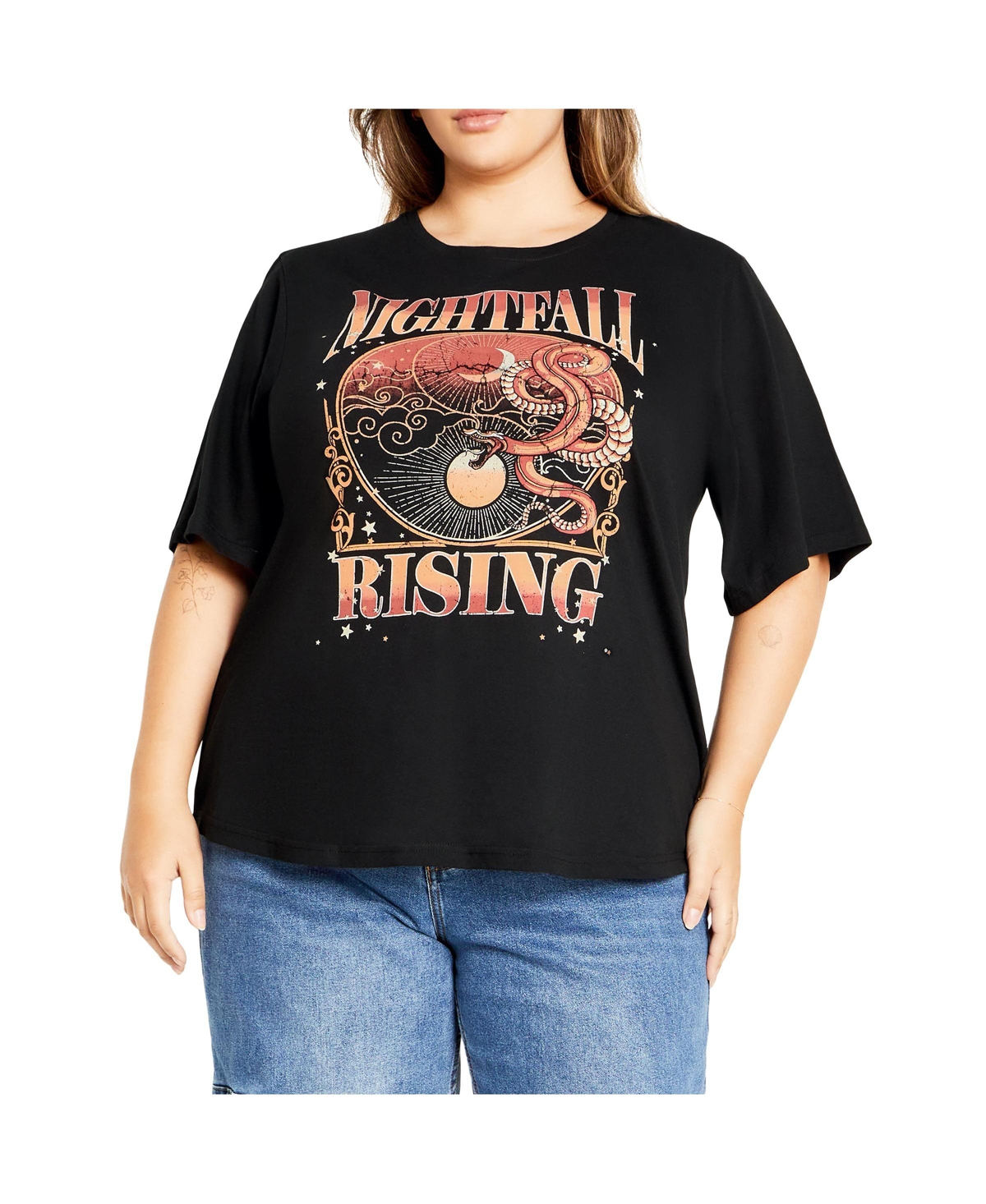 Plus Size Curved Hem Tee - Red nightfall