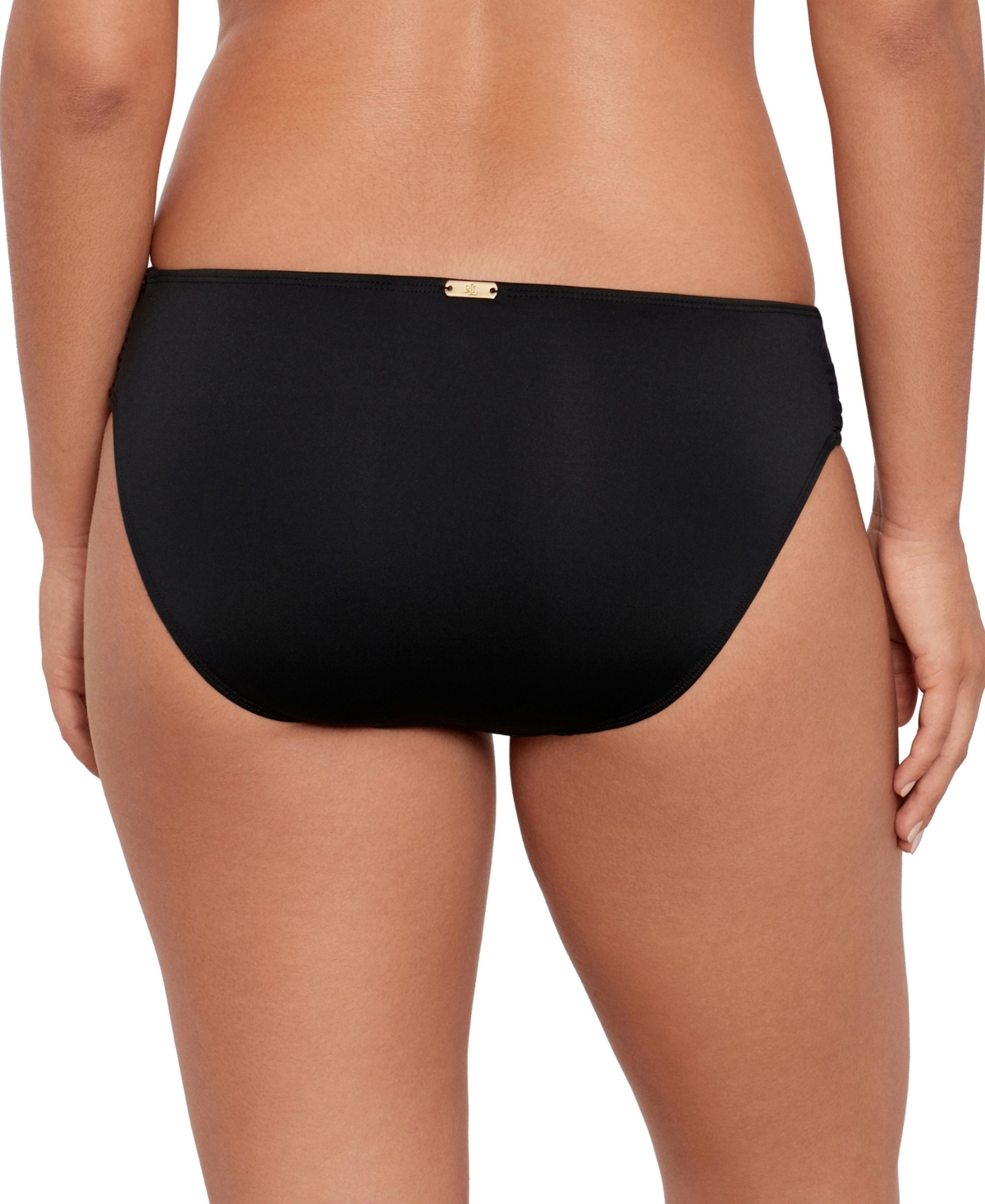 Shop Ralph Lauren Women's Shirred Side Tab Hipster Swim Bottom In Black