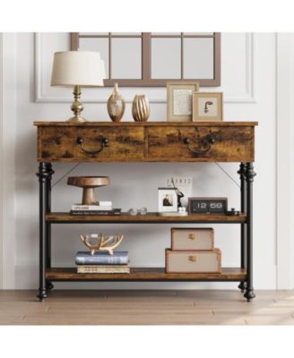 Console Tables for Entryway, Small Entryway Table with 2 Drawers, Narrow Console Table with Storage Shelves for Living Room, Hallway Table, Sofa Table