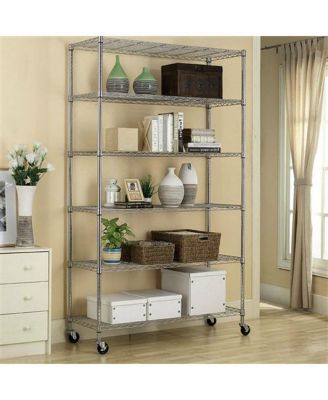 Heavy Duty 6-Shelf Metal Storage Rack Shelving Unit with Casters