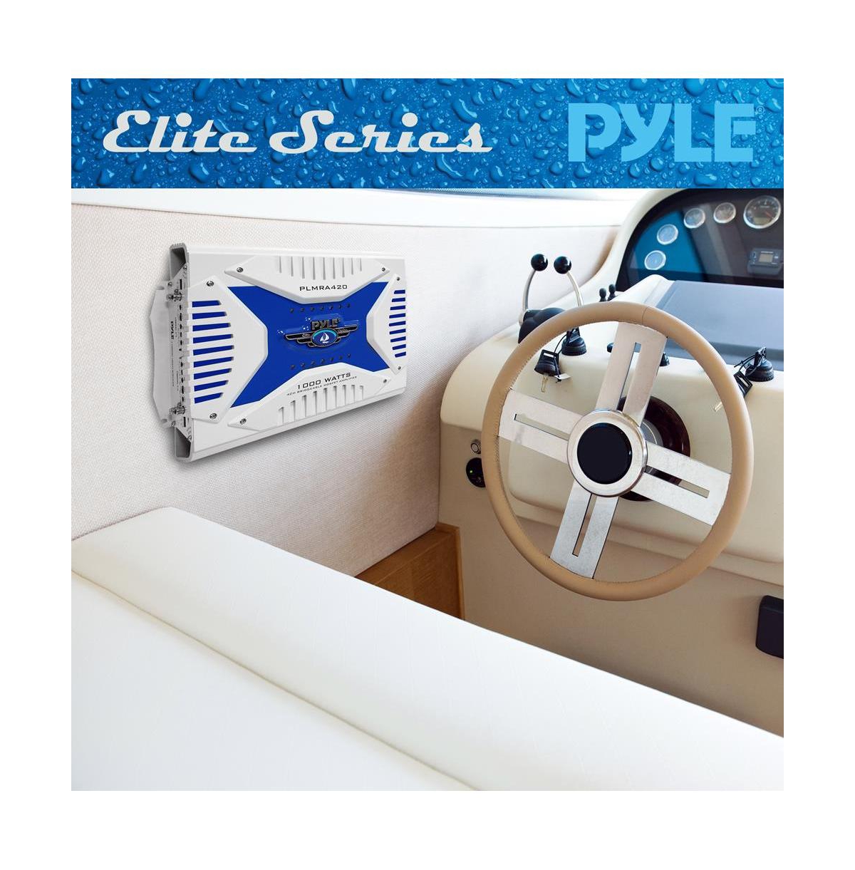 Pyle 4-Channel Marine Amplifier, 1000 Watt, Bridgeable, Waterproof, Elite Series