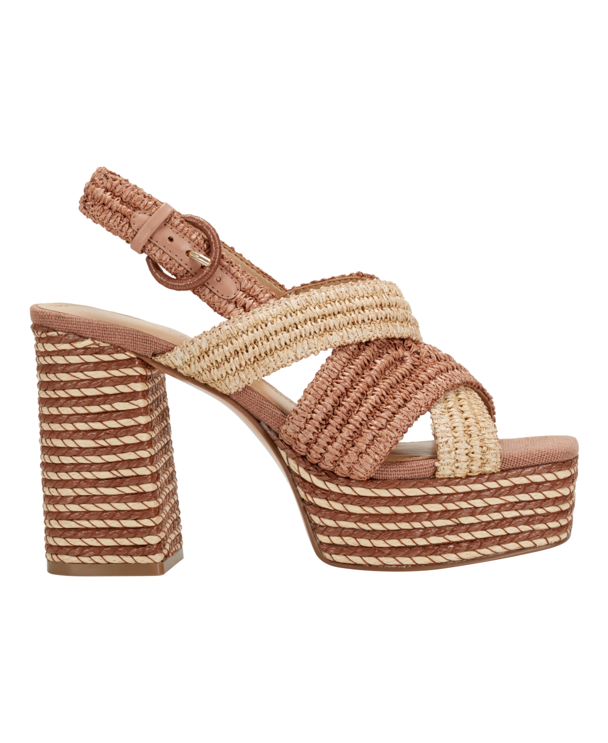 Marc Fisher Ltd Caddy Platform Sandal In Dark Tan,natural