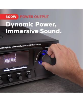 300W Stereo Receiver with Built-in iPod Docking Station - AM/FM Tuner, USB Flash & SD Card Readers, Subwoofer Control