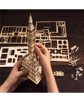 3D Jigsaw Puzzle Big Ben London Architecture Wooden Model Kits for Teens/Adults, 3.9"4.2"7.5"