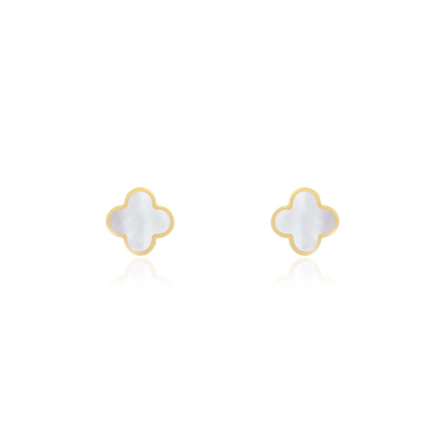 Mini Mother of Pearl Clover Stud Earrings