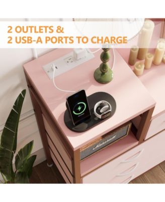 9-Drawer Fabric Dresser with Charging Station – Modern TV Stand for Bedroom