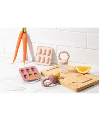 Toddler Silicone Fruit Feeders with Freezer Tray for Batch Prep, Set of 2 – Safe & Convenient, Includes Extra Pouches & Travel Lids, Dishwasher Safe