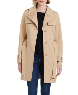 Women's Short Single-Breasted Pleated Back Trench Coat