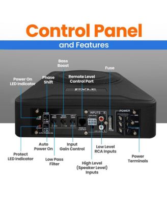 8” 600W Slim Active Car Subwoofer, Low-Profile, Under-Seat Installation