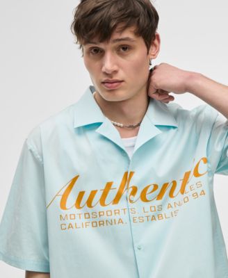 Men's Short-Sleeve Camp Collar Graphic Button-Up Shirt, Exclusively at Macy's