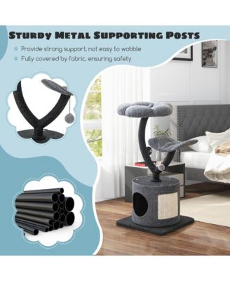 35'' Cat Tree Tower 3-Layer Activity Center w/ Sisal Scratching Board & 2 Perches