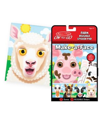 Make-A-Face Reusable Sticker Pad Bundle - Safari, Farm and Pet Sticker Activity Pads, Pack of 3