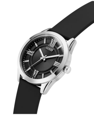 Men's Analog Black Silicone Watch, 44mm