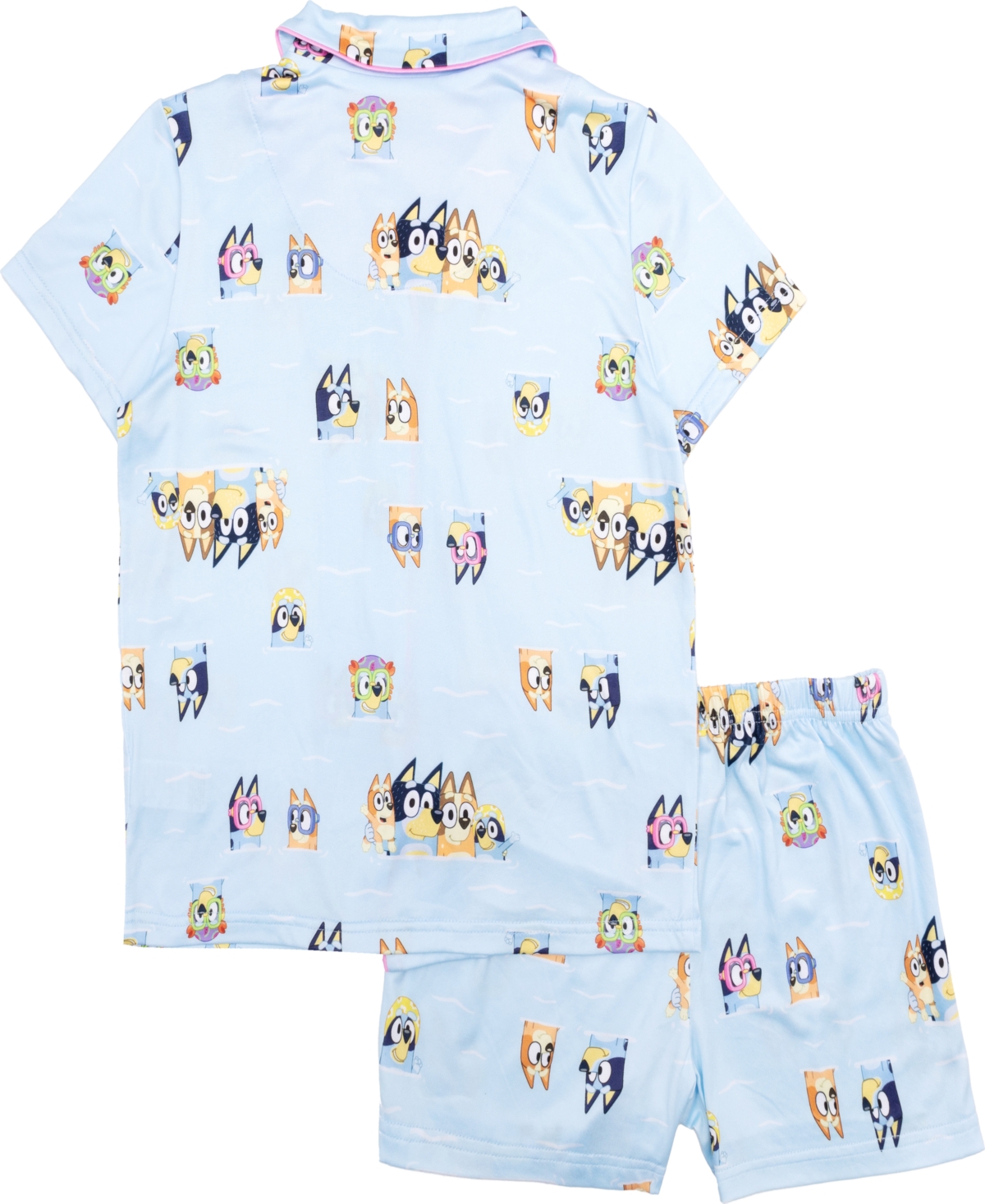 Shop Bluey Little And Big Girls Short Sleeve Button Down Sleep Shirt And Shorts, 2-piece Pajama Set