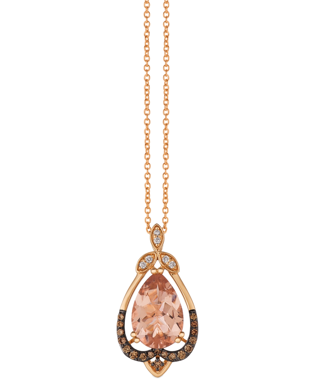 Le Vian Peach Morganite (2-1/3 Ct. T.w.) & Diamond (1/8 Ct. T.w.) Teardrop 18" Pendant Necklace In 14k Rose In Rose Gold