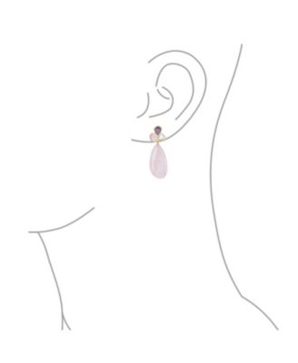 Fashion Multi Color Wire Wrap Large Oval Pear Shape Natural Stone Teardrop Drop Earrings Gold Plated
