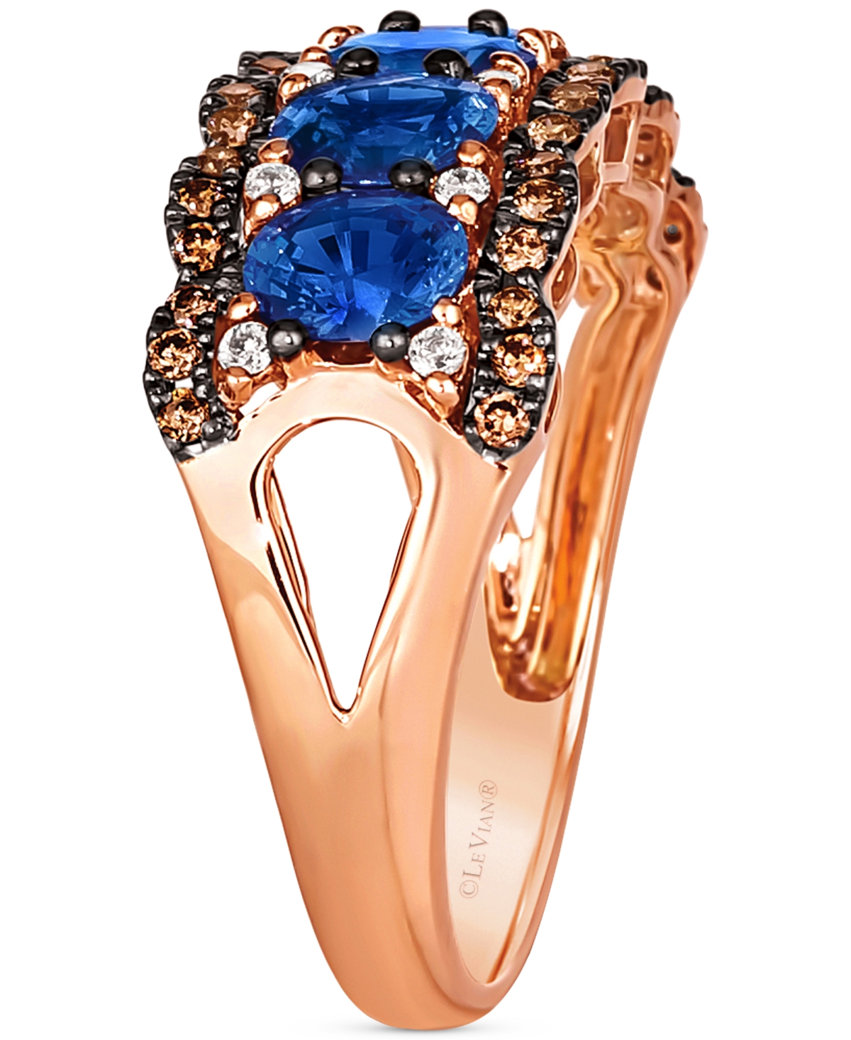 Le Vian Blueberry Sapphire (2-1/3 Ct. T.w.), Chocolate Diamond (1/4 Ct. T.w.) & Nude Diamond (1/10 Ct. T.w.) In Rose Gold