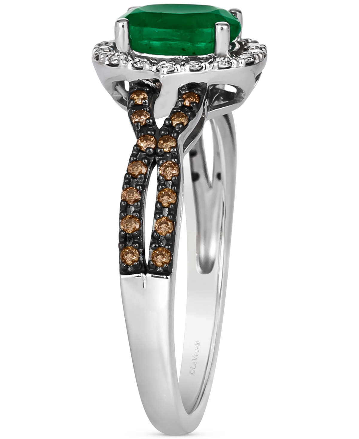 Le Vian New Emerald (1/2 Ct. T.w.) & Diamond (1/4 Ct. T.w.) Oval Halo Twist Ring In 14k White Gold In White Gold