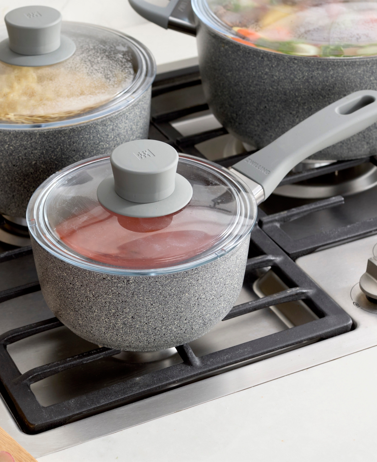 Zwilling Parma Plus Aluminum Nonstick 1.5 Qt Saucepan With Lid In Gray