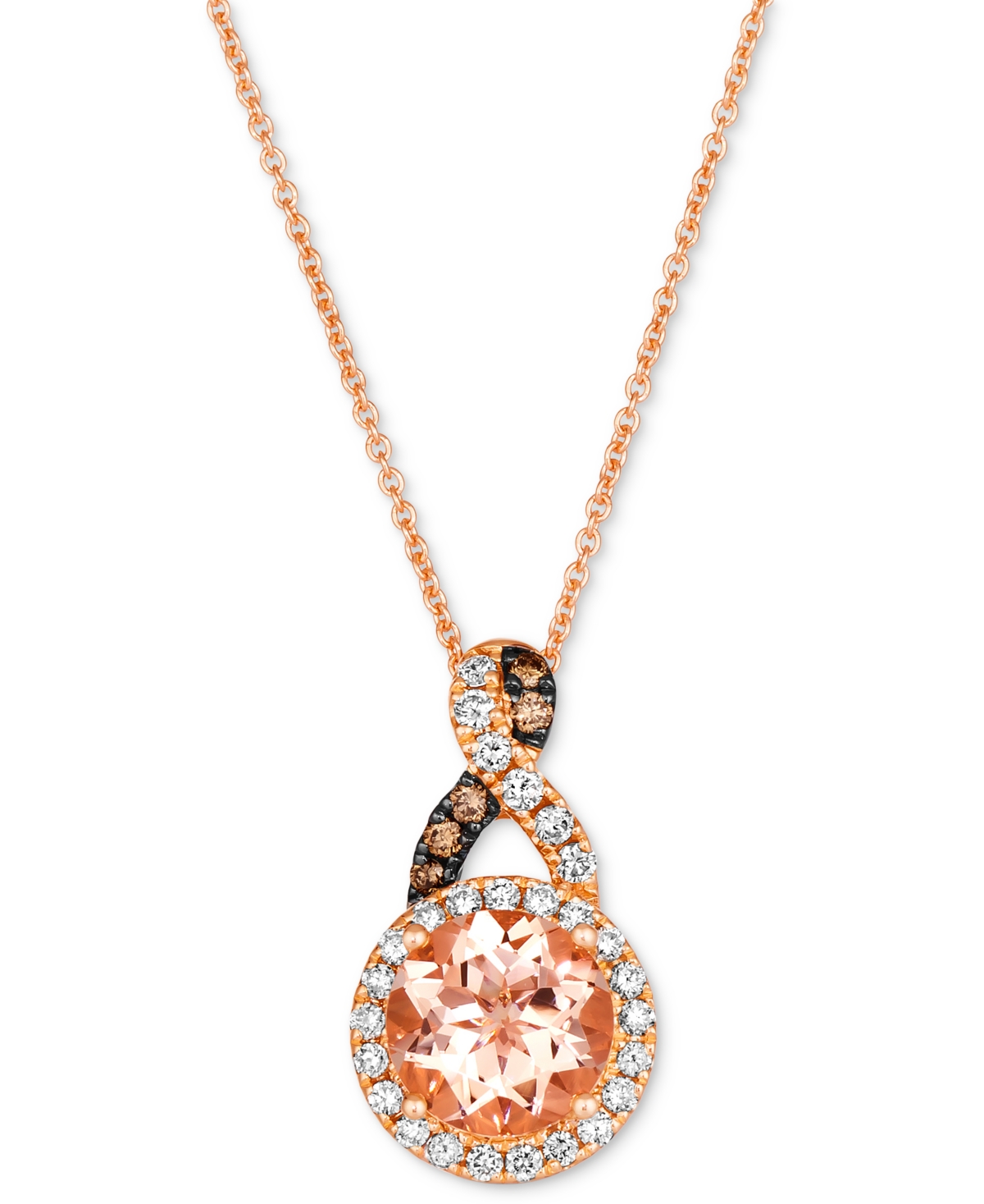 Le Vian Peach Morganite (1-3/8 Ct. T.w.), Nude Diamond (1/4 Ct. T.w.) & Chocolate Diamond (1/20 Ct. T.w.) Ro In Rose Gold