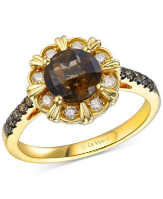 Le Vian - Smokey Quartz (1-1/5 ct. t.w.), Nude Diamond (1/6 ct. t.w.) & Chocolate Diamond (1/6 ct. t.w.) Floral Ring in 14k Honey Gold