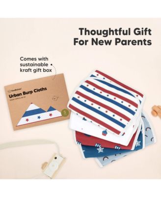 Kids 5pk Urban Burp Cloths, Organic Burping Cloth for Babies, Burp Rags