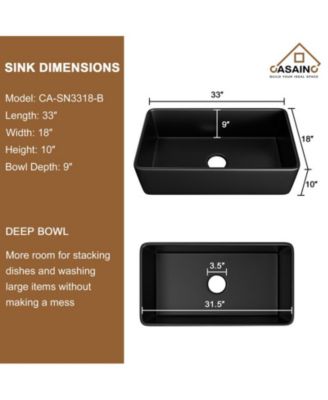 1 x 33-inch  Single Bowl Fireclay Farmhouse Kitchen Sink with Accessories