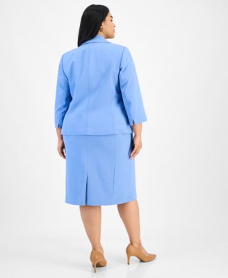 Plus Size Button-Front Boxy Jacket & Sheath Dress Set