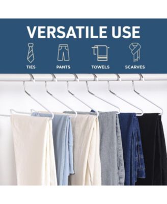 50-Piece White Metal Pants Hangers – Heavy-duty, non-slip, open-ended design for pants, jeans, blankets & more. Space-saving closet set