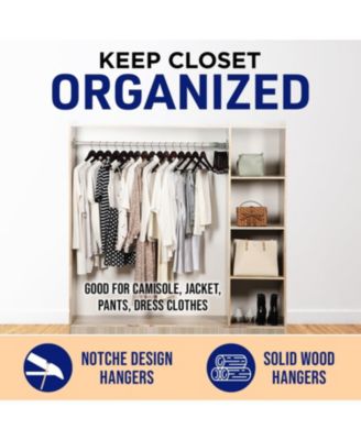 30-piece vintage wooden hanger set with non-slip design and 360° swivel hook.