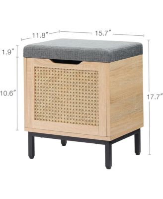 Shoe Storage Bench, Entryway Bench with Sorage Box, 2 in 1 Shoe Bench Set, Metal and Wood Shoe Rack Organizer Shelf with Cushion for Entryway, Bedroom, Hallway