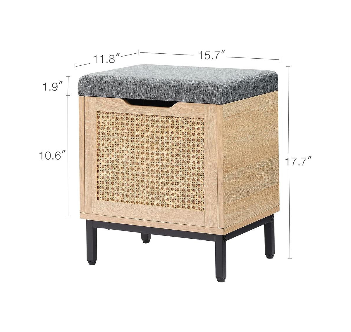 gaomon Shoe Storage Bench, Entryway Bench with Sorage Box, 2 in 1 Shoe Bench Set, Metal and Wood Shoe Rack Organizer Shelf with Cushion for Entryway