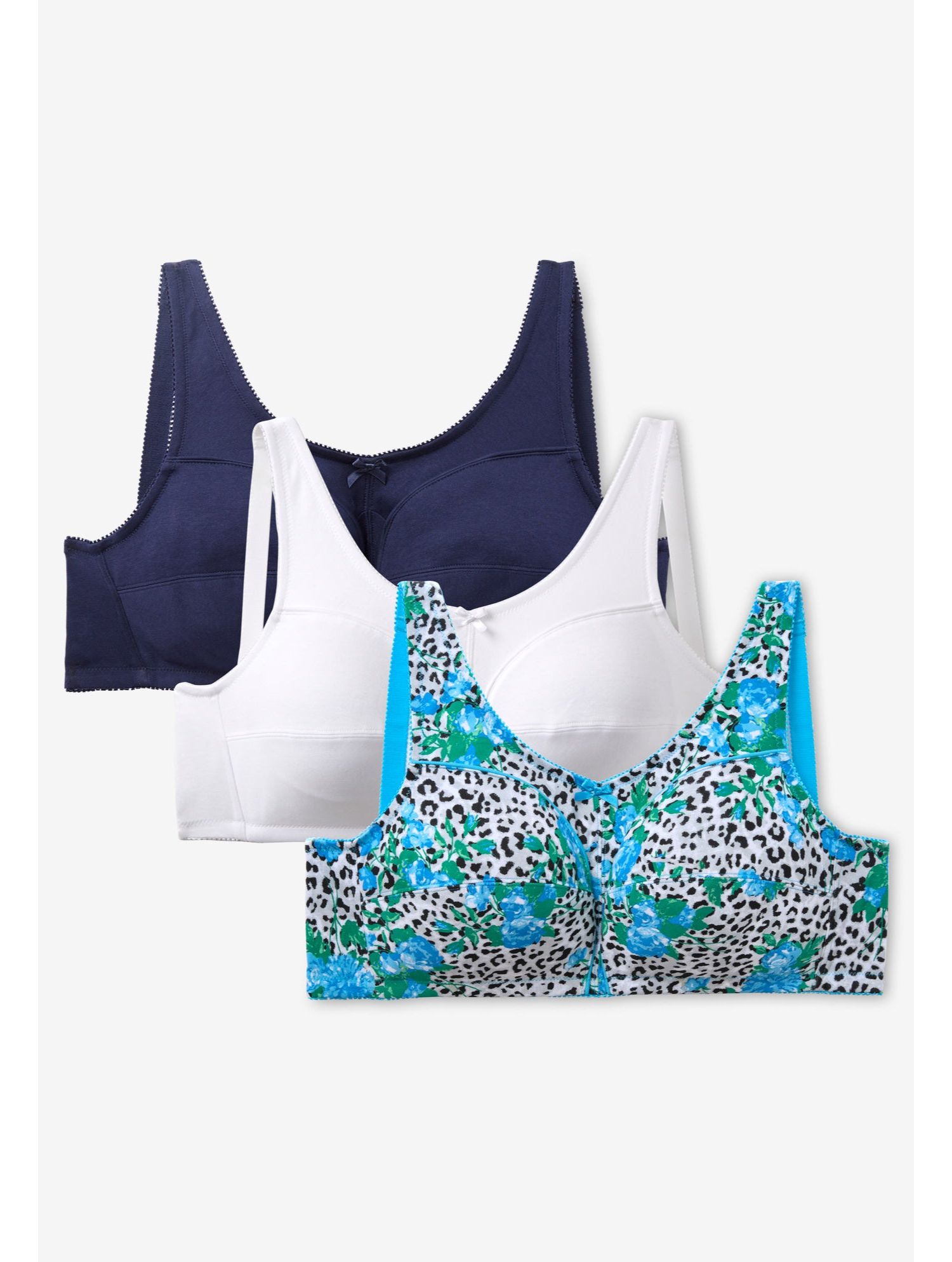 Women's 3-Pack Wireless Light Support Cotton Bra