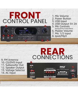 Home Theater Wireless BT Streaming Receiver Amplifier - 2x90W Home Audio Power Amplifier MP3/USB Readers and FM Radio, Dual Channel Wireless Sound Audio Stereo Receiver System