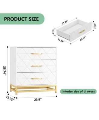 3 Drawer Dresser for Bedroom, Modern Wood Dressers Chest of Drawers with Storage