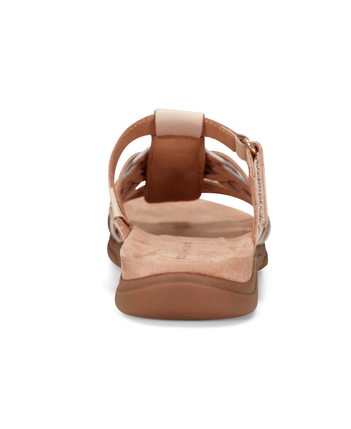 Shop Easy Spirit Women's Mindi Woven Flat Slide Sandals In Gold,natural Leather